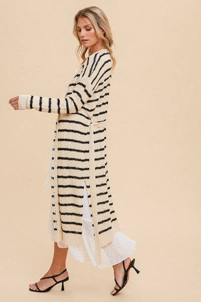 LIGHT WEIGHT STRIPE LONG CARDIGAN