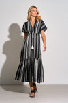 Jacquard Stripe Short Sleeve Ruffle Maxi Dress 0.0 star rating