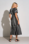 Jacquard Stripe Short Sleeve Ruffle Maxi Dress 0.0 star rating