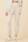 HEATHER OATMEAL COTTON WHITE GAUZE FRENCH TERRY JOGGERS