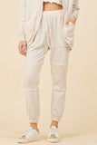HEATHER OATMEAL COTTON WHITE GAUZE FRENCH TERRY JOGGERS