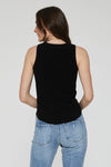 Cora Ribbed Sleeveless Rib Tank in Black